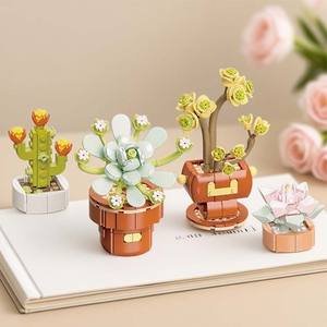 Bloques de Construcción de Partículas Pequeñas, Planta Artificial en Maceta, Cactus Combinado, Torre de Flores Mágica, Adorno de Escritorio - Product Image 4
