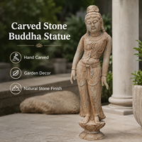 Statue de Bouddha en pierre traditionnelle sculptée à la main, sculpture bouddhiste, décoration de jardin, de temple, de cour, de paysage extérieur