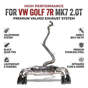 Sistema de Escape Catback con Válvulas de Acero Inoxidable Vortex para VW Golf 7R MK7 2.0T con Tambor Central y Cuatro Puntas Negras - Product Image 1