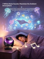 Projecteur de Noël 24-en-1 USB, Lampe de Projection Océan Galaxie Animaux, Veilleuse avec Bruit Blanc et Minuteur de Sommeil, Cadeau pour Chambre d'Enfant