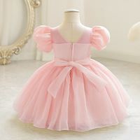 Robe pour enfants Enfants de 2 à 7 ans Vêtements pour enfants Manches bouffantes en dentelle Robes de princesse blanches roses pour filles