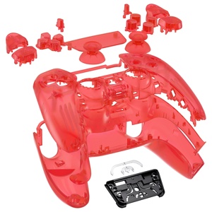 Pour manette PS5 BDM-030/040/050 : Kit complet de coque avec boutons et cache pavé tactile, coque de remplacement DIY transparente rouge, plaques avant et arrière. - Product Image 1