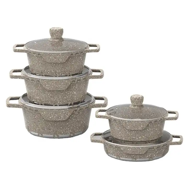 China Factory OEM Granite Coating Aluminum Cooking Set Cookware