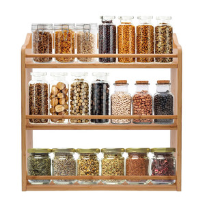 ชั้นวางเครื่องเทศไม้ไผ่ติดผนัง3ชั้นสำหรับวางบนเคาน์เตอร์ห้องครัว - Product Image 1