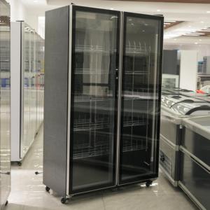 Vente flash : Armoire de rangement noire à double porte, grande capacité, pour la présentation de vin et d'eau, réfrigérateur <span class=keywords><strong>avec</strong></span> refroidissement par air pour supermarché - Product Image 2