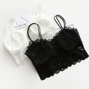 823 Women Floral Sweet Breathable Quick Dry <b>Woolen</b> Halter Neck Short Tank <b>Tops</b> Padded Chest Lace Bralette Front Logo Fitness - Product Image 3