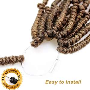 Extensions de cheveux synthétiques pré-bouclées Bomb Twist pour tresses, dreadlocks, style Springy Passion, crochet, trame unique, 14 pouces, 24 mèches - Product Image 3