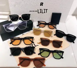 Personalizar venta al por mayor de lujo Corea diseñador gafas de sol mujeres hombres Color negro acetato Material de alta calidad gafas de ojo de gato