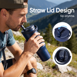 Gobelet isotherme 40 oz compatible porte-gobelets, sans BPA, en acier inoxydable 304, facile à transporter, avec poignée confortable pour activités de plein air - Product Image 5