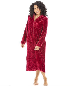Usine femmes manteau de maison polaire Zip Robe avec poches entrejambe flanelle à capuche <span class=keywords><strong>peignoir</strong></span> pour adulte Polyester Robe de nuit pour les femmes - Product Image 1