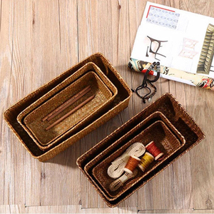 Straw weaving storage box sundries storage basket non cane weaving wicker weaving handicraft