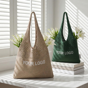 Sac fourre-tout tendance en maille crochetée pour la plage, sac fourre-tout esthétique en tricot pour la plage, sacs à main pour femmes - Product Image 5