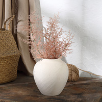 ARM LVG Wabi Sabi Dekorasi Seni Rustic Matte White Glaze Pot Keramik Bulat dari Porselen Wadah Tanaman Vas Bunga.