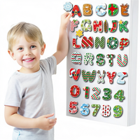 Aimants de réfrigérateur magnétiques personnalisés en forme de chiffres et d'alphabet de Noël, lettres peintes à la main, décoration de réfrigérateur, ensemble de cadeaux éducatifs