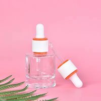 Vente en gros de flacons en verre transparent de 30 ml pour soins de la peau, imprimés en sérigraphie, flacons compte-gouttes ronds pour sérum et huile essentielle