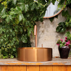 Fregadero de baño dorado de diseño de lujo para Hotel, <span class=keywords><strong>lavabo</strong></span> de mano para exteriores, SS304 - Product Image 5