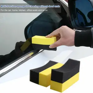 Tire Dressing Applicator Automotive Car Detailing Sponge Washer Curved Foam Cleaning Tool