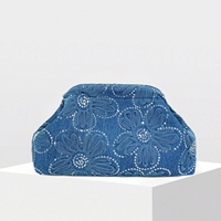 Sacs à main en jean tendance avec broderie de perles et fleurs, pochettes bohèmes en forme de nuage, sacs de soirée à fermeture à clip, vente en gros d'usine