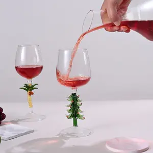 Noel 2023 ağacı şekilli soğuk bardak içecek kahve noel Goblets cam kırmızı şarap şişesi süslemeleri için