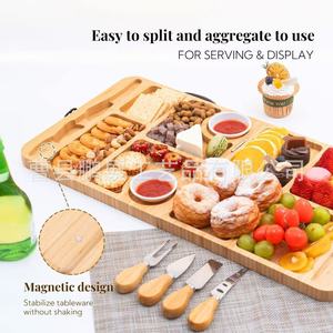Juego de Tabla de Quesos de Bambú Pengzhan, Bandeja de Madera Plegable con Cuchillo de Acero Inoxidable, Portátil para Fiestas y Picnics - Product Image 2