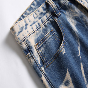 Vente chaude Usine Cassé Détruire Tie-dyed Khaki <span class=keywords><strong>Skinny</strong></span> Déchiré Trou Jeans pour Hommes - Product Image 4