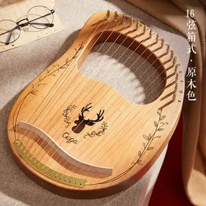 Madeira de borracha promocional barata t1078, 16 cordas, instrumento de corda pequena, harp para iniciantes