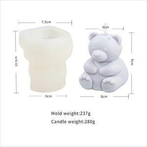 Stampi in Silicone per <span class=keywords><strong>Candele</strong></span> <span class=keywords><strong>Profumate</strong></span> a Forma di Orsetto con Papillon per Aromaterapia Fai-da-Te - Product Image 4