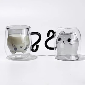 Copo de Café de Vidro Borossilicato Duplo com Design de Gato Fofo e Alça - Novo Modelo - Product Image 2