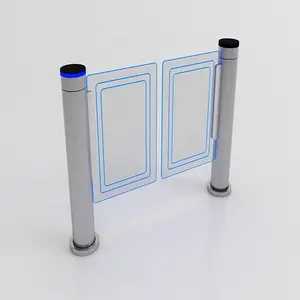 High Security Glass Arm Face Scan Turnstile Swing Barrier Gate For Building