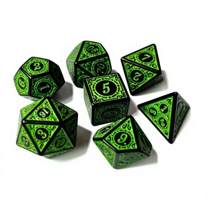 Ensemble de dés polyédriques en acrylique de style vintage à motifs complexes, 7 pièces, pour D&D TRPG, jeu de table, objet de collection, gravure personnalisée - Product Image 2