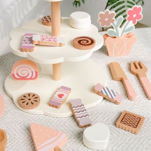Excellent ensemble de jeu en bois rose pour filles, idéal pour les fêtes de thé et les anniversaires, avec support à desserts - Product Image 5