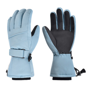 Gants de ski pour enfants, bleu clair, doublure polaire, coupe-vent, antidérapants, pour sports d'hiver - Product Image 2