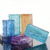 Blocs de verre carrés personnalisés pour l'extérieur, briques de verre creuses colorées pour la gravure, blocs de verre gravés