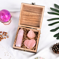 Vente en gros boîte en kit de cristal de haute qualité ensemble de quartz rose dans une boîte en bois