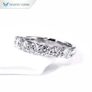 TIANYU GEMS custom Fine Jewelry 3.5mm 10K 14K 18K White Gold Round Brilliant Lab Grown Diamond fidanzamento fede nuziale anello