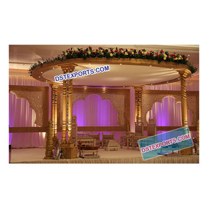 Mandap de madera de doble pilar de diseño moderno, conjunto de mandril de madera tallado para boda india, nuevo - Product Image 1