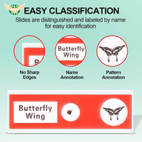 8pcs/Set Kids Plastic Prepared Microscope Slides Biological Animals Specimen Plants Insects Flowers Sample Accessories