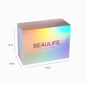 Caja de regalo magnética holográfica personalizada de lujo, embalaje para 5 en 1, cepillo de paleta de jabalí, cepillo de pelo de cerámica, extensión de cabello Bru
