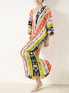 <span class=keywords><strong>Robe</strong></span> maxi bohème <span class=keywords><strong>de</strong></span> haute qualité, manches amples, <span class=keywords><strong>robe</strong></span> décontractée pour femmes, <span class=keywords><strong>robe</strong></span> plissée Miyake, grande <span class=keywords><strong>taille</strong></span> - Product Image 6
