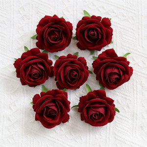 FL-173 all'ingrosso teste di rosa rosa rosa rosa bianco velluto fiori artificiali 6 cm testa rossa bordeaux testa rosa bianca per il matrimonio - Product Image 4