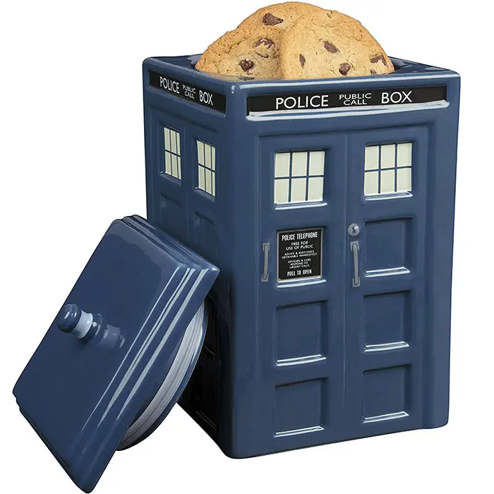 TARDIS Cookie Jar-Collectible Ceramic Dr. Who Police Box with Lid