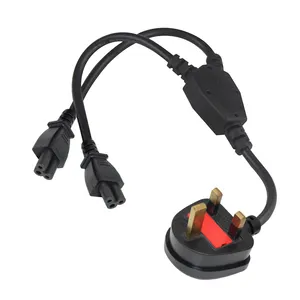 Uk Plug Power Cord C5 Iec Extension 2xC5 Standard 220 Volt C5 Cable C5 Y Splitter