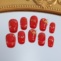 Vente en gros de faux ongles faits main de luxe en acrylique, couvrance totale 3D, courts, forme cercueil, motifs papillon et étoile, French manucure, haute qualité