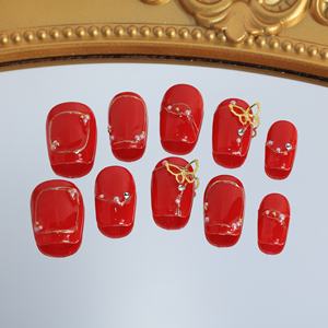 เล็บปลอมทำมือขายส่ง เล็บอะคริลิกหรูหรา 3 มิติ ปิดเต็มเล็บ ทรงโลงศพสั้น ลายผีเสื้อ ดาว ปลายเล็บแบบฝรั่งเศส คุณภาพสูง - Product Image 4