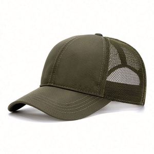 Gorra de béisbol de malla transpirable de poliéster de 6 paneles de color liso para verano, de secado rápido, al por mayor - Product Image 6
