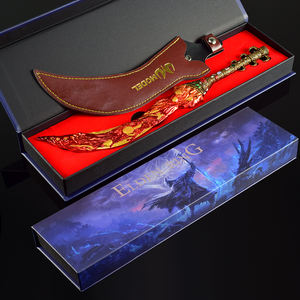 Bague <span class=keywords><strong>Elden</strong></span> Lame Magma de 30cm, coffret cadeau de luxe avec présentoir, réplique de sculpture 3D en métal intégral, accessoire de cosplay, cadeau de collection - Product Image 1