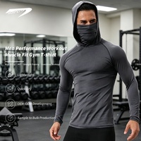 Sweat à capuche à manches longues avec masque intégré pour homme, protection UV, idéal pour l'escalade, la course, la gym, l'entraînement et la pêche, personnalisable avec logo OEM