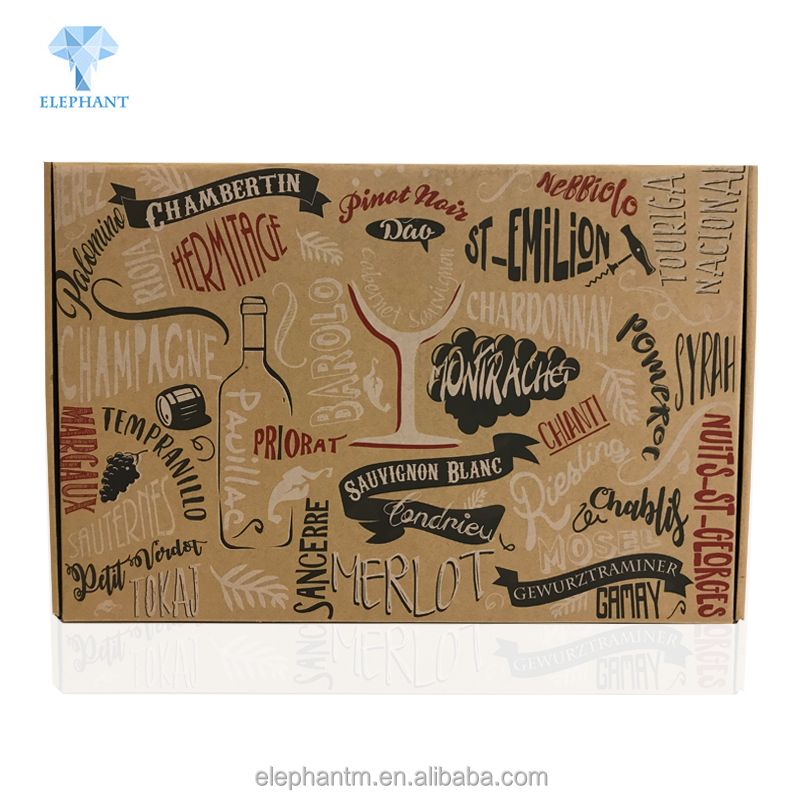 Luxury Folding Big Wine Kraft Printing Boxes 6 Wine Bottles Packaging Gift With Custom Logo