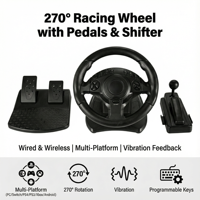Volant de jeu ergonomique à double vibration YJT-4SW2004, angle de 270 degrés, respectueux de l'environnement, compatible avec PC/Android