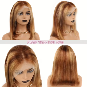 도매 싸구려 13x4 레이스 전면 브라질 머리 가발 10 인치 짧은 밥 가발 4/27 투명 HD 레이스 12A 등급에 흑인 여성을 위한 - Product Image 6